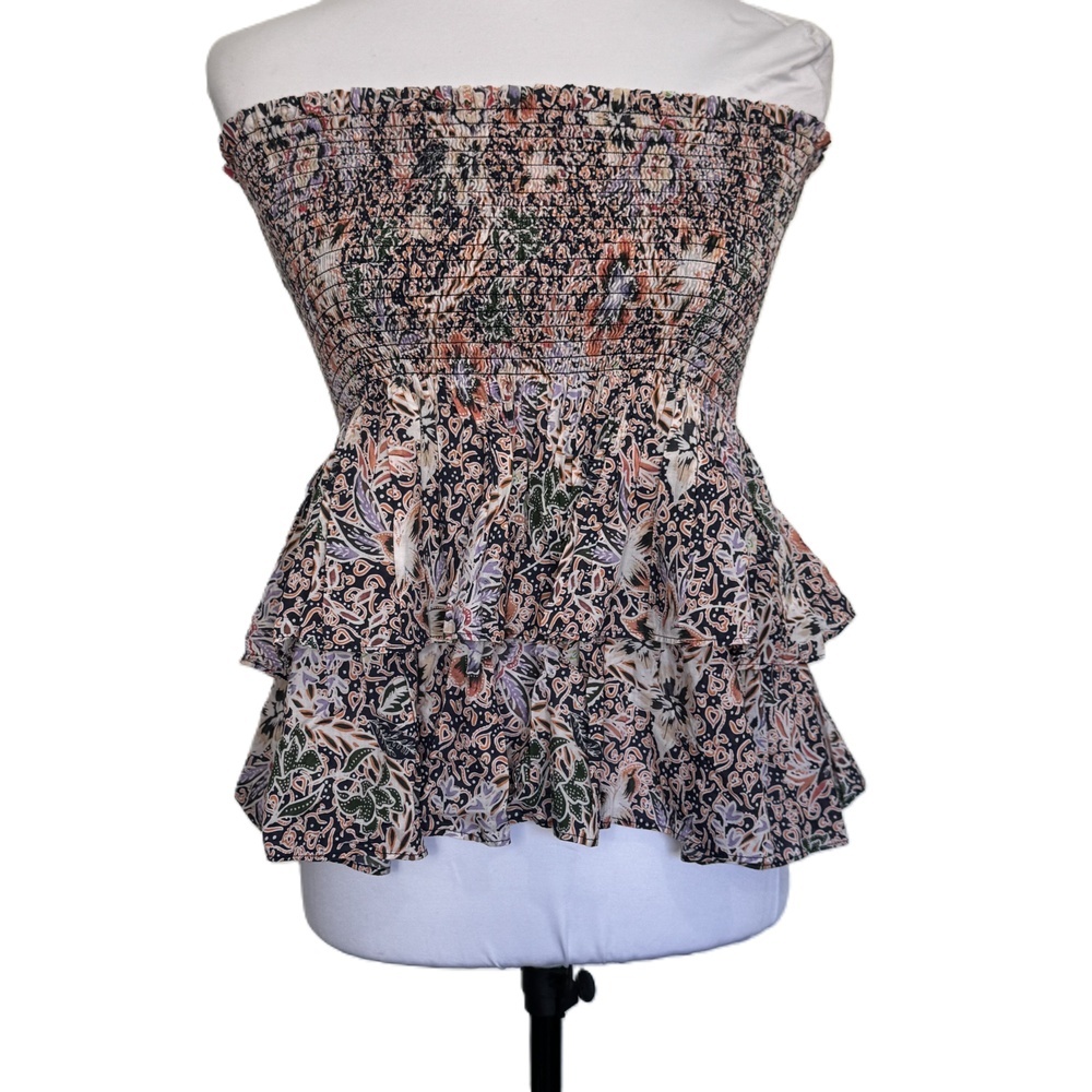 Rebecca‎ Minkoff  Floral Strapless Ruffle Tube Top Extra Small